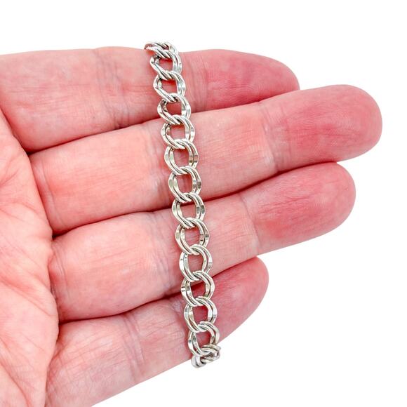 Vintage Sterling Silver 925 Link Charm Bracelet | Classic Timeless Jewelry | 7" - Picture 1 of 6